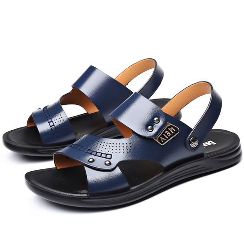 Chaussures 2023 Mode Hommes Été Rétro En Cuir Antidérapant Plage Sandales À Enfiler Voyage Tongs Pantoufles Noir Marron