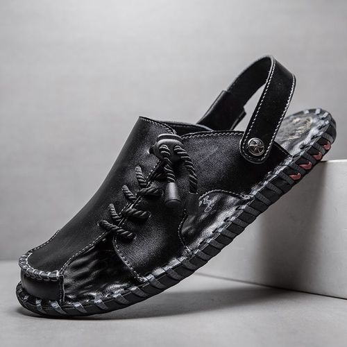 Sandales En Cuir Véritable Pour Hommes,Pantoufles De Plage D'été Pour Hommes,Coordonnantes,Souples,Confortables,Chaussures D'extérieur,De Haute Qualité