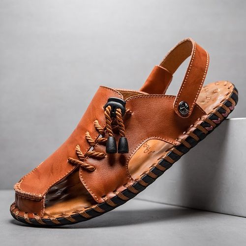 Sandales En Cuir Véritable Pour Hommes,Pantoufles De Plage D'été Pour Hommes,Coordonnantes,Souples,Confortables,Chaussures D'extérieur,De Haute Qualité