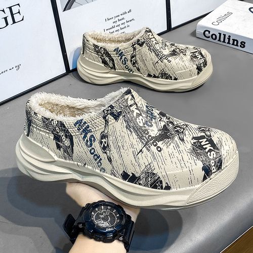 Sabots En Fourrure Peluche Pour Femmes Et Hommes,Pantoufles D'hiver En Fourrure Douce,Chaussures De Jardin Imperméables,Chaussures D'intérieur Multi-Usage Pour La Maison