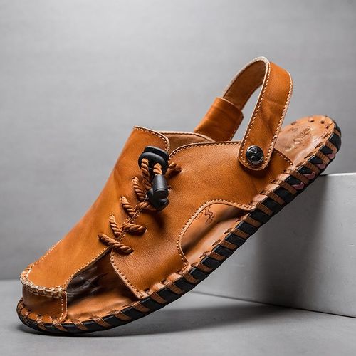 Sandales En Cuir Véritable Pour Hommes,Pantoufles De Plage D'été Pour Hommes,Coordonnantes,Souples,Confortables,Chaussures D'extérieur,De Haute Qualité