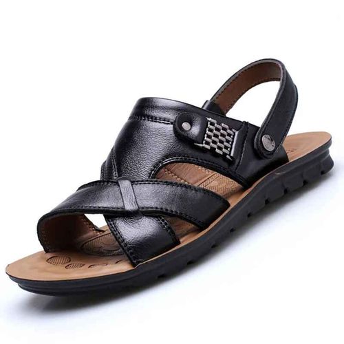 Grande Taille Hommes Sandales En Cuir Été Classique Hommes Chaussures Pantoufles Sandales Souples Hommes Romain Confortable Chaussures De Marche En Plein Air