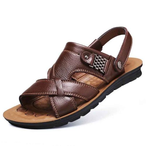 Grande Taille Hommes Sandales En Cuir Été Classique Hommes Chaussures Pantoufles Sandales Souples Hommes Romain Confortable Chaussures De Marche En Plein Air