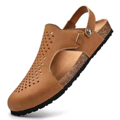 Mules En Faux Daim Pour Hommes,Sandales D'été En Liège,Sabots Marron,Design Classique,Pantoufles Pour Hommes,