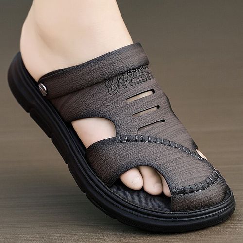 Sandales En Cuir Souples Classiques Pour Hommes,Pantoufles D'été,Mode Décontractée,Confortables,Chaussures De Plage En Plein Air,Chaussures De Marche