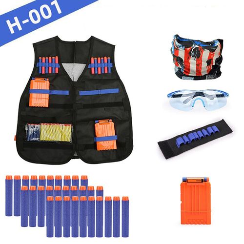 Kit De Gilet Tactique Pour Enfants,Série De Pistolets Nerf,Recharge De Fléchettes,Clips De Recharge,Masque Tactique,Bracelet Et Lunettes De Protection,Jouets Gilet Nerf - Type H001