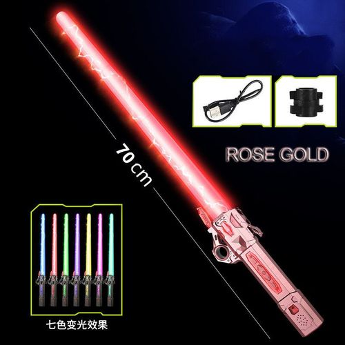 Épée Lumineuse Colorée Pour Enfants,Jouets Télescopiques,Musique Laser,Jouet De Décompression Rotatif 2 En 1,Jouets Légers Pour Enfants Et Adultes - Type Rose Gold 1pc