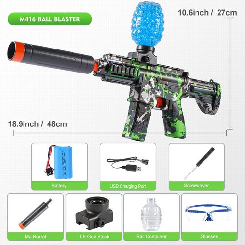 Pistolet Jouet Blaster À Bille Électrique M416 - Grande Vitesse,Finition Métallique,Rechargeable - Cadeau De Thanksgiving D'halloween (Ballettes Exclues) - Type Green #A