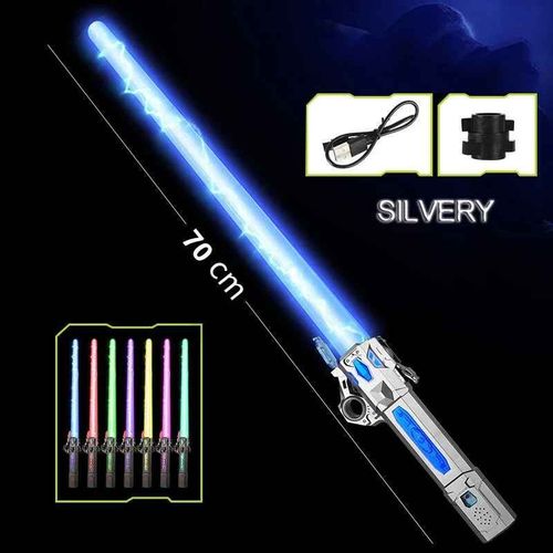 Épée Lumineuse Colorée Pour Enfants,Jouets Télescopiques,Musique Laser,Jouet De Décompression Rotatif 2 En 1,Jouets Légers Pour Enfants Et Adultes - Type Silvery 1pc #C