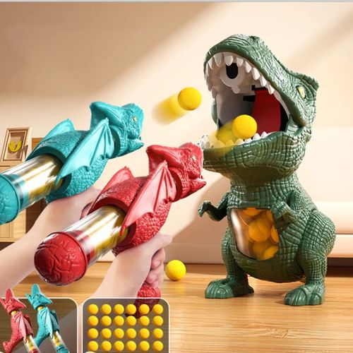 Amusant dinosaure tir tyrannosaure balle balle molle pistolet jouet ensemble Parent-enfant interactif alimenté par Air balle molle pistolet jouet cadeau - Type Double gun set