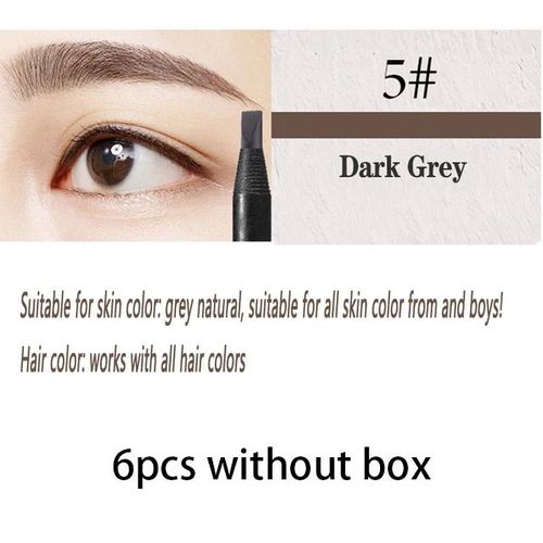 Haozhuang-Crayon De Maquillage À Noyau Dur Pour Les Yeux,Accessoire De Miles Imperméable Naturel,Couleur Blanche Et Noire,6/12 Pièces - Type 05 Drak Gray 6pcs 