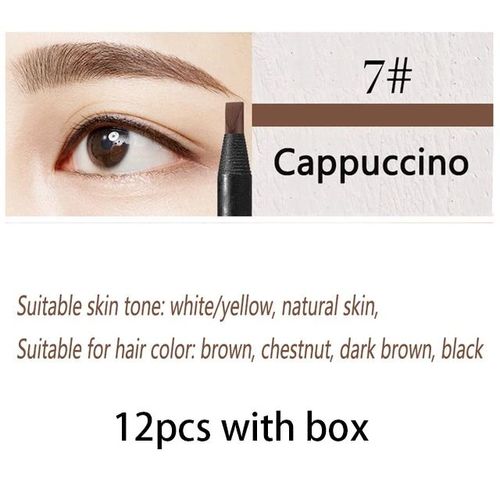 Haozhuang-Crayon De Maquillage À Noyau Dur Pour Les Yeux,Accessoire De Miles Imperméable Naturel,Couleur Blanche Et Noire,6/12 Pièces - Type 07 Cappuccino 12pcs 