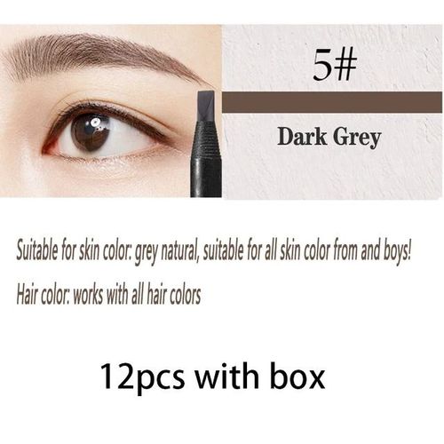 Haozhuang-Crayon De Maquillage À Noyau Dur Pour Les Yeux,Accessoire De Miles Imperméable Naturel,Couleur Blanche Et Noire,6/12 Pièces - Type 05 Drak Gray 12pcs 