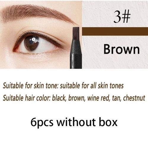 Haozhuang-Crayon De Maquillage À Noyau Dur Pour Les Yeux,Accessoire De Miles Imperméable Naturel,Couleur Blanche Et Noire,6/12 Pièces - Type 03 Brown 6pcs 