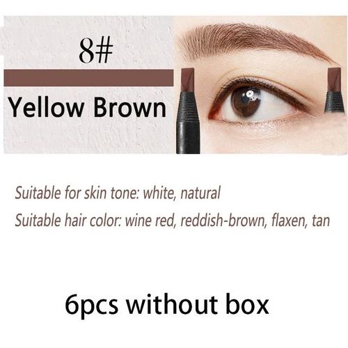 Haozhuang-Crayon De Maquillage À Noyau Dur Pour Les Yeux,Accessoire De Miles Imperméable Naturel,Couleur Blanche Et Noire,6/12 Pièces - Type 08 Yellow Brown 6pcs 
