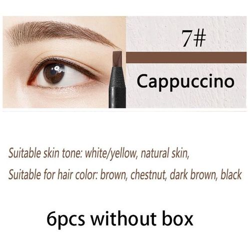 Haozhuang-Crayon De Maquillage À Noyau Dur Pour Les Yeux,Accessoire De Miles Imperméable Naturel,Couleur Blanche Et Noire,6/12 Pièces - Type 07 Cappuccino 6pcs 