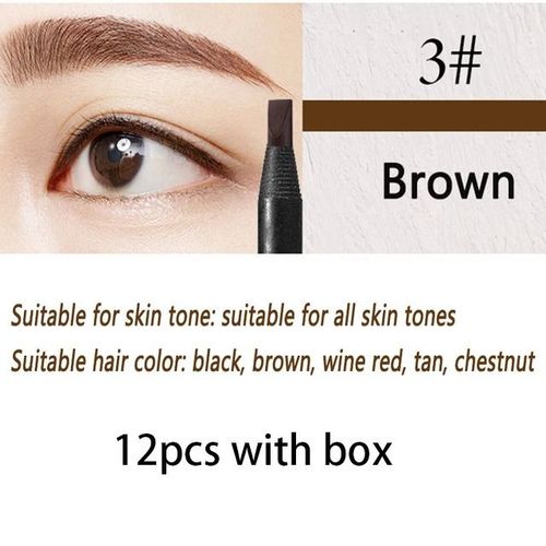 Haozhuang-Crayon De Maquillage À Noyau Dur Pour Les Yeux,Accessoire De Miles Imperméable Naturel,Couleur Blanche Et Noire,6/12 Pièces - Type 03 Brown 12pcs 