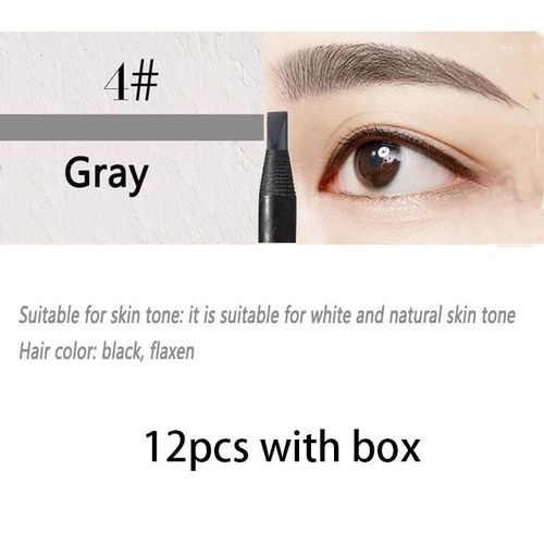 Haozhuang-Crayon De Maquillage À Noyau Dur Pour Les Yeux,Accessoire De Miles Imperméable Naturel,Couleur Blanche Et Noire,6/12 Pièces - Type 04 Gray 12pcs 