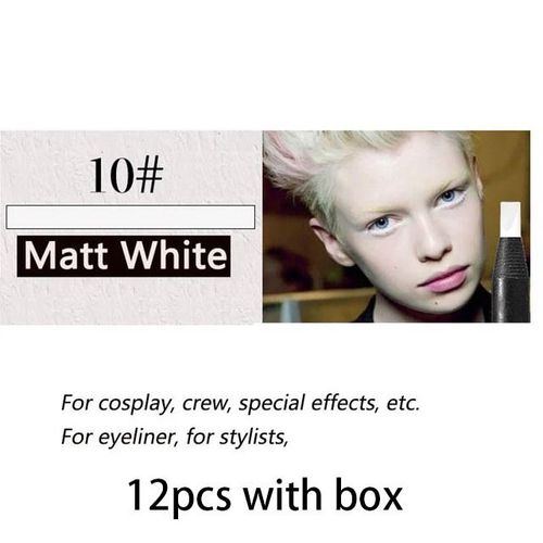 Haozhuang-Crayon De Maquillage À Noyau Dur Pour Les Yeux,Accessoire De Miles Imperméable Naturel,Couleur Blanche Et Noire,6/12 Pièces - Type 10 White 12pcs 