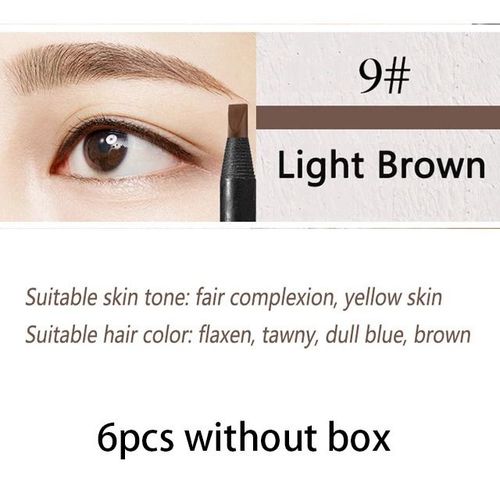Haozhuang-Crayon De Maquillage À Noyau Dur Pour Les Yeux,Accessoire De Miles Imperméable Naturel,Couleur Blanche Et Noire,6/12 Pièces - Type 09 Light Brown 6pcs 