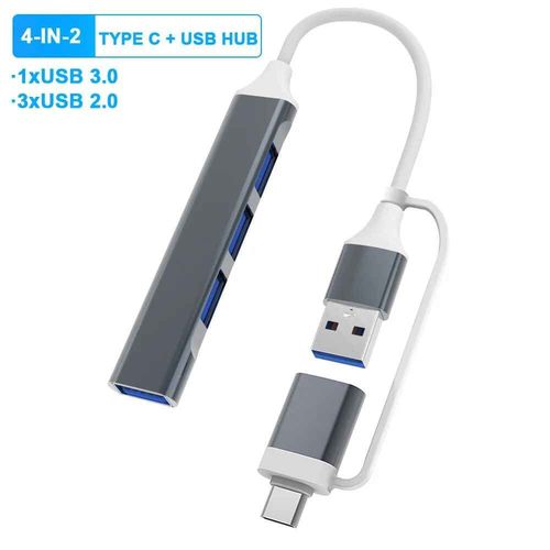 HUB USB 3.0 5Gbps,Station d'accueil USB C,séparateur haute vitesse,adaptateur Multiport OTG,lecteur de carte pour PC/ordinateurs portables/MacBook - Type 4-IN-2