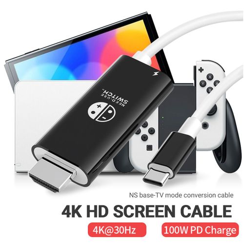 Steamdeck-Câble De Type C Vers Hdmi Pour Nintendo Switch,4k,1080p,100w,Charge Pd,Compatible Avec Ordinateur Portable,Tablette,Téléphone Portable - Type Black And White