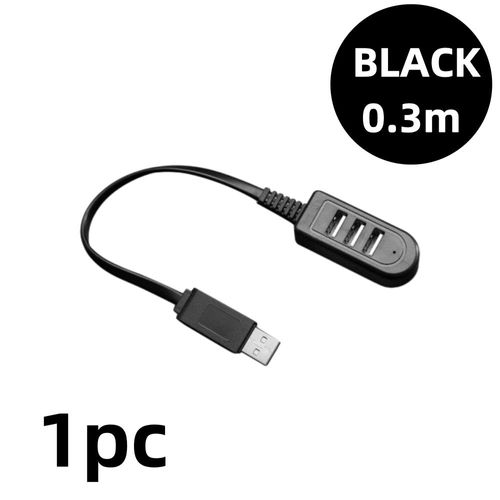 Câble adaptateur séparateur USB 2.0 multifonction,Mini Hub 1.2m pour PC portable,câble d'extension USB Hab,accessoires d'ordinateur - Type black 0.3m