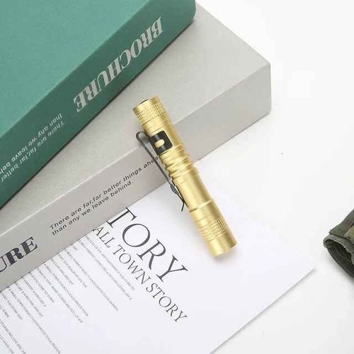 Mini lampe de poche Portable à stylo LED,avec pince à stylo,torche Ultra de poche,utilisation de batterie AAA pour Camping en plein air,lampe de secours - Type golden #B