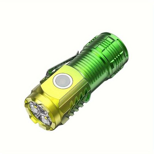 Mini lampe de poche à 3 LED,Rechargeable,Portable,torche à Clip,puissante,étanche,aimant de poche,lampe de travail pour Camping,randonnée,pêche - Type green