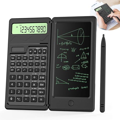 Calculatrice scientifique avec bloc-notes, calculatrice à 10 chiffres, calculatrice scientifique professionnelle, calculatrice de bureau d'école avec bloc-notes et stylo d'été