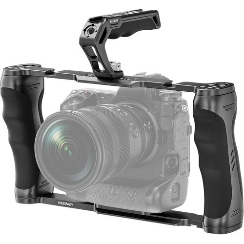 NEEWER Cage Universelle pour caméra et poignée supérieure avec kit de Broches de positionnement Arri 3/8", stabilisateur vidéo avec Base Arca, Deux poignées, Compatible avec Les Accessoires SmallRig