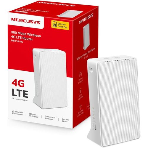 Mb110-4G Tp-Link Routeur 4G Wifi N300Mbps, Box 4G Sim, 4G Cat4 Vitesse Jusqu'À 150Mbps, Configuration Facile, Clé 4G, Ports D'Antenne Externe 4G, Modem 4G, Déverrouillé Compatible Toute Sim[H60]