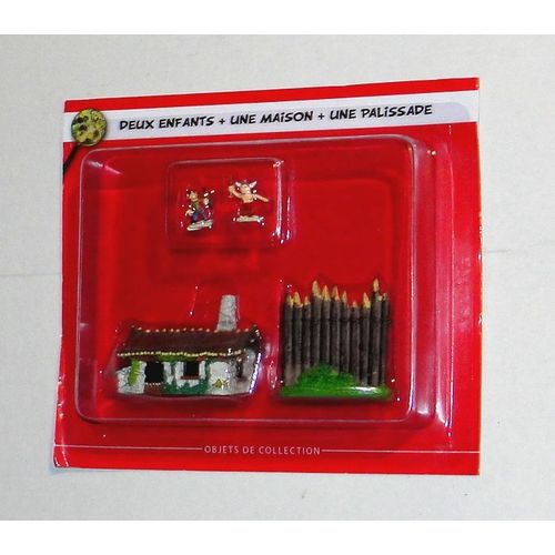 Le Village Asterix Obelix Hachette Figurine Collection 2016 Deux Enfants + Une Maison + Une Palissade