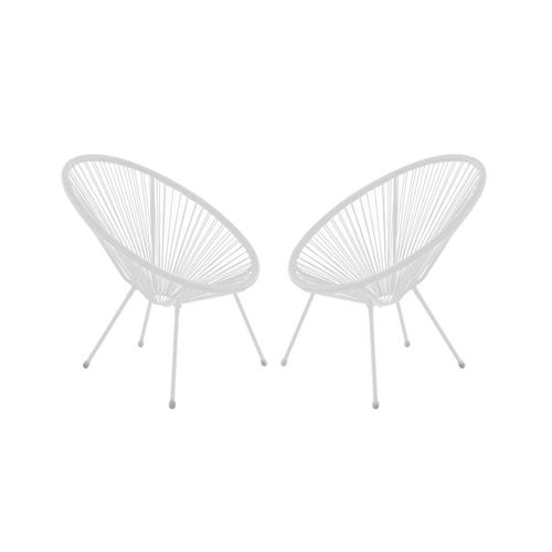 Lot De 2 Fauteuils De Jardin En Fils De Résine Tressés Blanc - Alios Iii De Mylia