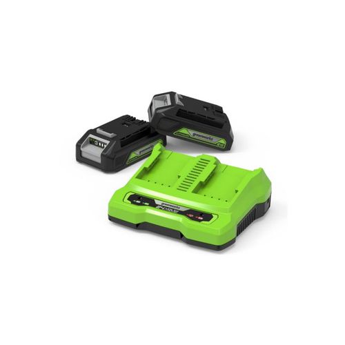 Starter Kit 24V GREENWORKS 2 Batteries 2.0Ah + Chargeur double 4.0Ah - GSK24B2X