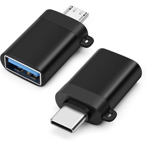 Hamiltion-Adaptateur Usb C Vers Usb/Adaptateur Micro Usb Vers Usb Paquet De 2 Avec Lanière, Type-C Ou Micro Usb Otg Adapter Pour Ordinateur Portable, Tablette, Smartphone Et Plus Encore