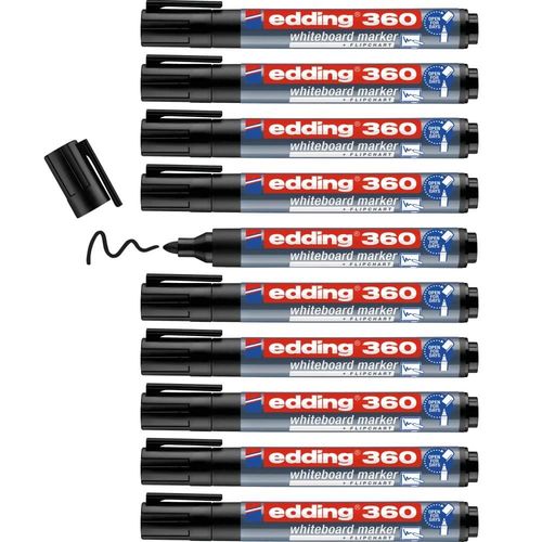 Edding Lot De 10 Marqueurs Pour Tableaux Blancs 360 Noir 1,5-3 Mm