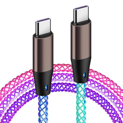 Hamiltion-Câble Usb C Lumineux Cable Usb C Vers Usb C 66W 3A Pd Charge Rapide Câble Chargeur Usb C Pour Iphone 16 15 15 Pro Samsung S24 Ultra S23 Z Flip 5 A54 Ipad Pro Air Macbook Pro Google 1M Color