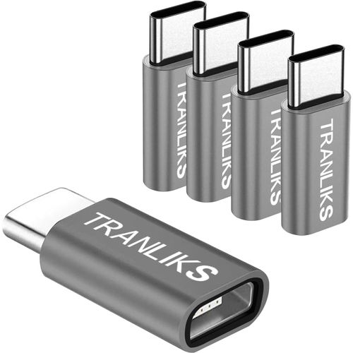 Hamiltion-Adaptateur Micro Usb Femelle Vers Usb Type C Male Connecteur Support Charge & Sync (5 Pezzi Gris)