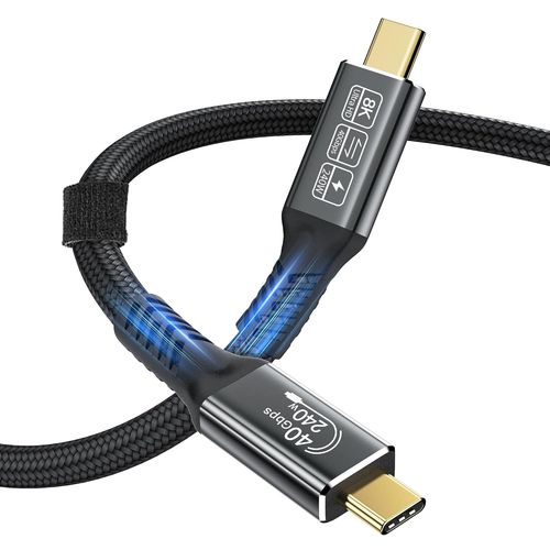 Hamiltion-Certifié Câble Usb4 Avec Câble Thunderbolt 4 0,5 M, 240W Pd3.1 Cable Usb C Charge Rapide Supporte Transfert De Données 40Gbps/Vidéo 8K@60Hz Pour Iphone 16/15 Pro, Macbook, Ipad Pro, Imac, D