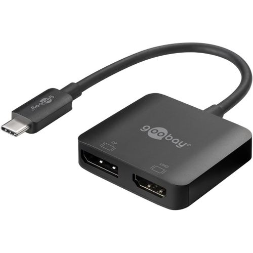 Hamiltion-60172 Adaptateur Usb-C Vers Hdmi Et Displayport Pour Étendre Simultanément À 2 Moniteurs-Hub Usb De Type C Multiport-Résolution D'Écran 2 X 4K @ 60 Hz-Usb-C Mâle Vers Hdmi Et Dp Femelle