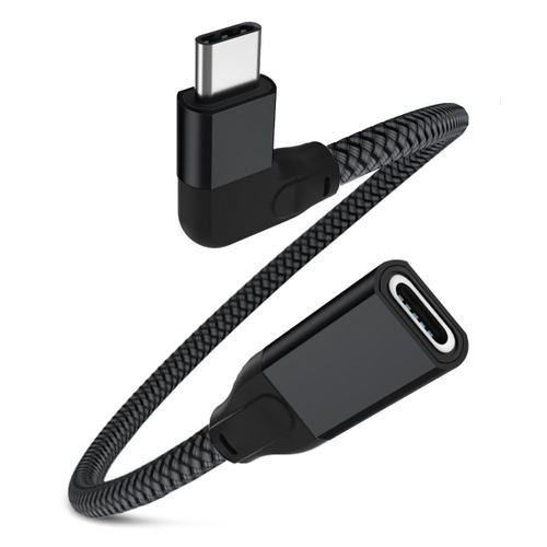 Hamiltion-Câble Extension Usb C 0.2M,Coudé Usb-C 3.1 Gen2 10Gbps Cordon 90 Degrés Femelle À Mâle Type C,Rallonge Adaptateur Thunderbolt 3 Pour Mackbook,Ipad 10 Air 4 5 6,Iphone 15 Pro,Samsung S24 A54