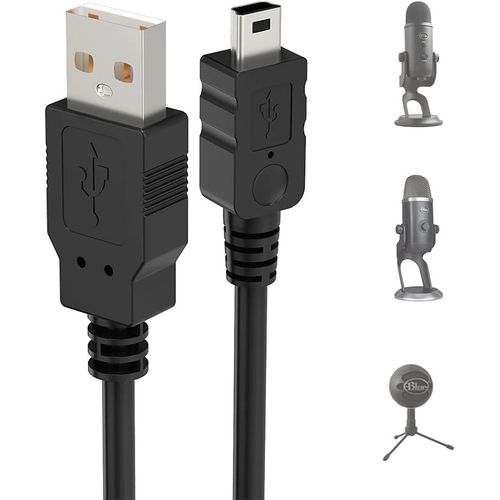 Hamiltion-Câble Mini Usb Pour Microphone Blue Yeti, Câble Usb A Mâle Vers Mini Câble De Transfert De Données À 5 Broches Pour Microphone Usb Blue Yeti, Bleu Snowball Ice