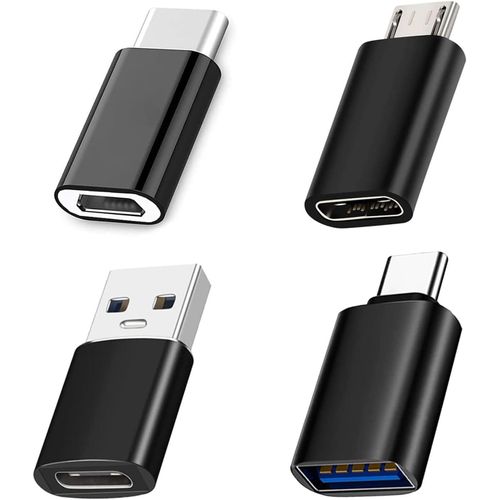 Hamiltion-Adaptateur Usb C 4 Pack,Adaptateur Usb C Femelle Vers Usb Mâle,Adaptateur Micro Usb Vers Usb C Otg,Applicable À Pc Laptop(Noir)