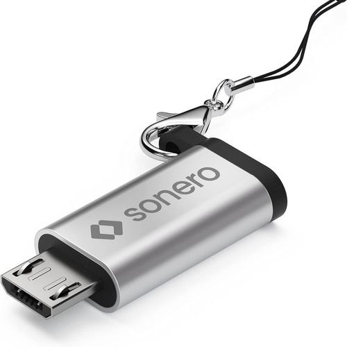 Hamiltion-® Adaptateur Micro Usb Vers Usb-C, Compatible Avec Les Appareils Apple, Prise En Charge Otg, Parfait Pour Les Vélos Électriques, Boucle/Mousqueton Inclus, Boîtier En Aluminium, Argent