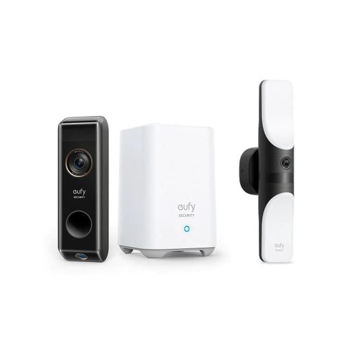 Sonnette vidéo Eufy S330 + Applique murale filaire avec caméra intégrée S100 Noir