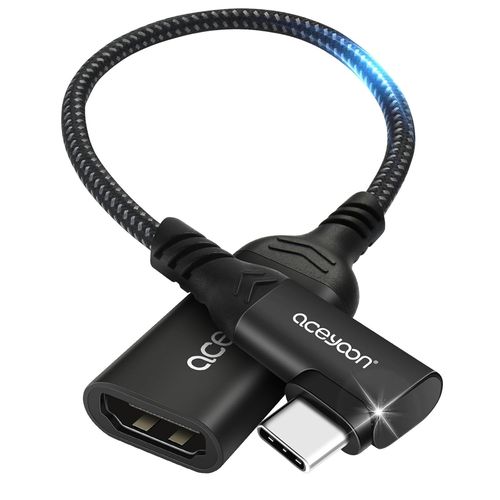 Hamiltion-Adaptateur Usb C Vers Hdmi 4K@60Hz, Adaptateur Thunderbolt Vers Usb C Nylon Tressé Cable Usb C Coudé Male Vers Hdmi Femelle Compatible Avec Iphone 16/15Pro Max, Macbook Galaxy S24 (30Cm)