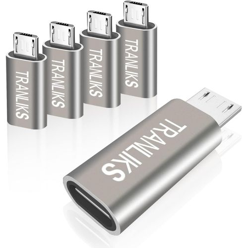 Hamiltion-Adaptateur Micro Usb Vers Usb C, (Lot De 5) Adaptateur Usb Type C Femelle Vers Micro Usb Male Connecteur Support Charge&Sync-Gris