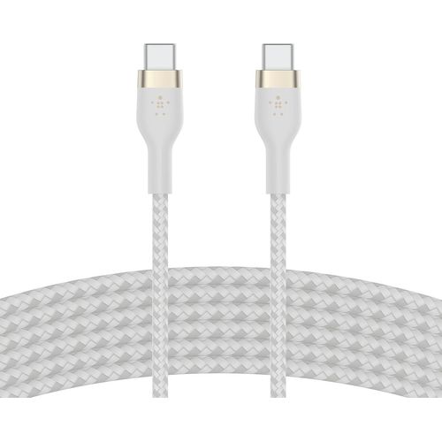 Hamiltion-Boostcharge Pro Flex Câble À Gaine Tressée Usb-C Vers Usb-C, Certifié Usb-If, Recharge Power Delivery, Câble Usb C Pour Iphone 16, 15, Macbook, Ipad Pro, Galaxy S24, Pixel, Etc, 3 M, Blanc