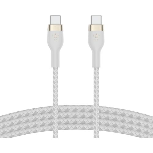 Hamiltion-Boostcharge Pro Flex Câble À Gaine Tressée Usb-C Vers Usb-C, Certifié Usb-If, Recharge Power Delivery, Câble Usb C Pour Iphone 16, 15, Macbook, Ipad Pro, Galaxy S24, Pixel, Etc, 2 M, Blanc